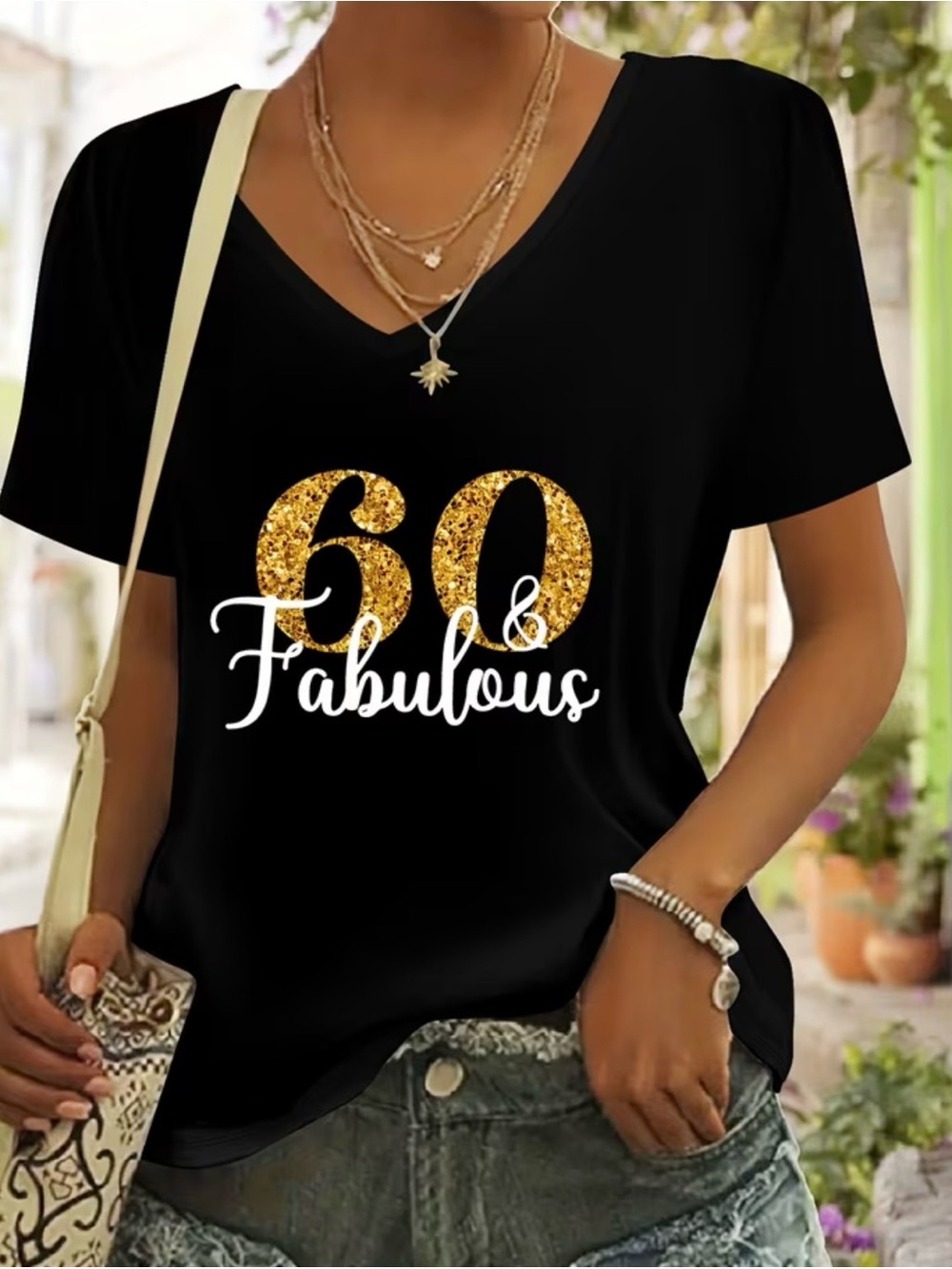 60 & Fabulous Black V-Neck Tee NEW 🥳🎂🎉🥂